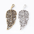 Filigree Leaf Pendant Charm in Two Antique Metal Finishes view 1