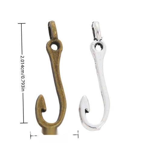 Fish Hook Charm showing a curved fish-hook silhouette and top loop