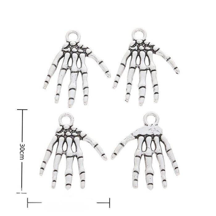 Skeleton Hand Pair Vintage Metal Charm Pendant for Jewelry Making