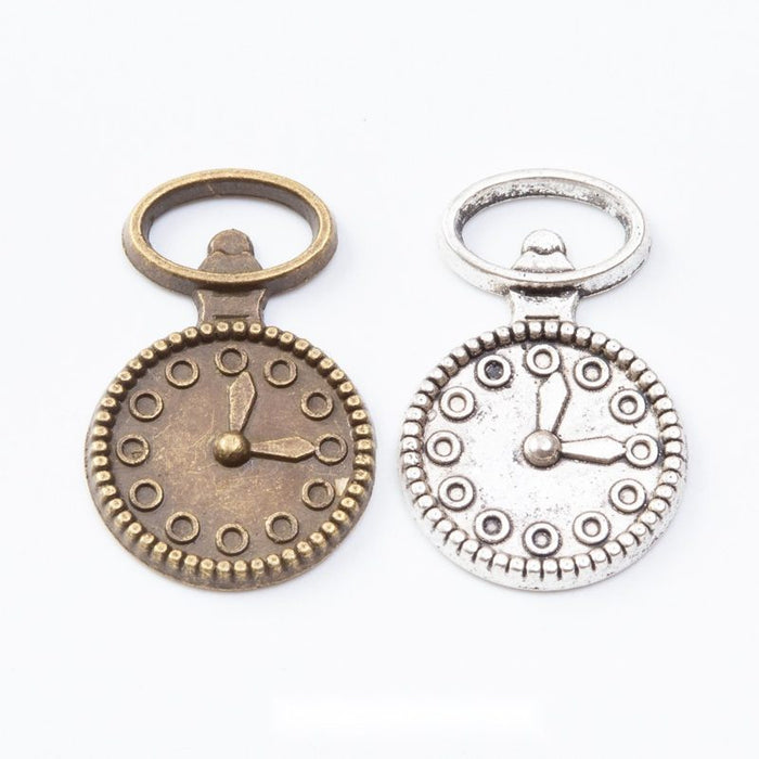 Round Pocket Watch Charm Metal Jewelry Making Pieces