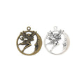 Round Angel and Stars Metal Charms in Two Antique Finishes view 1