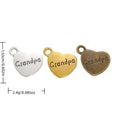 Grandpa Engraved Heart Metal Charm in 3 Finishes for Jewelry Making view 1