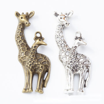 Pair Of Giraffes Charm Metal Jewelry Making Pieces
