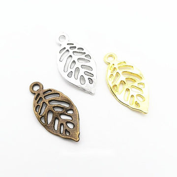 Vintage Openwork Leaf Charm in 3 Finishes for DIY Jewelry Making