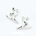 Vintage Sledding Boy Charms in Antique Silver Finish for Jewelry Making view 1