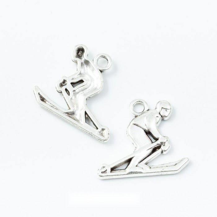 Vintage Sledding Boy Charms in Antique Silver Finish for Jewelry Making