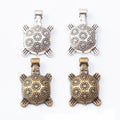 Floral Shell Turtle Metal Charms in 2 Pictured Finishes view 1
