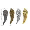 Long Feathered Angel Wing Metal Charms in Four Finishes view 1