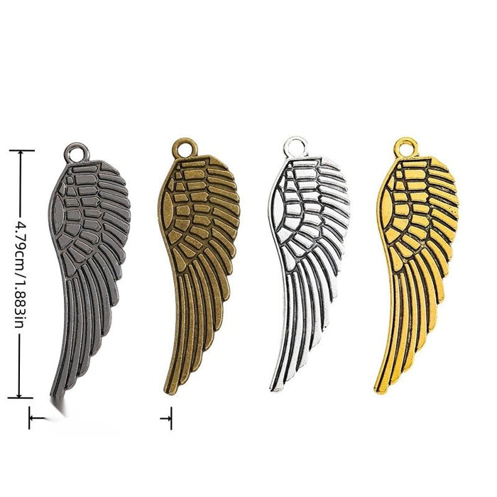Long Feathered Angel Wing Metal Charms in Four Finishes