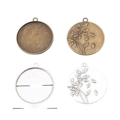 Round Branch Back Cabochon Setting Charm Pendant shown in the available visible finishes