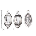 Double-Sided American Football Metal Charms in Antique Silver view 1