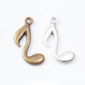 Single Music Note Metal Charm Pendant in Two Finishes view 1