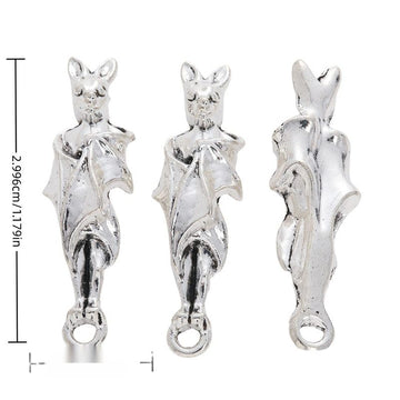 Upright Bat Metal Charm Pendant with Folded Wings for Jewelry Making
