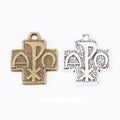 Chi Rho Cross Metal Pendants in Two Antique Finishes view 1