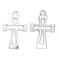 Open Outline Cross Metal Charm for Jewelry Making in Antique Silver view 1