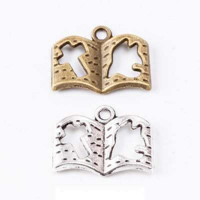 Finish comparison of 镂空翻开书本 charm on a white background