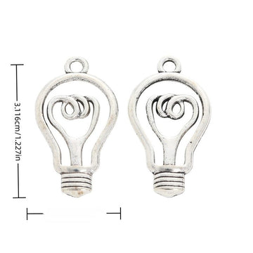 Antique Silver Open Light Bulb Metal Pendant Charm