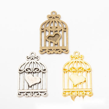 Heart Detail Birdcage Metal Charm Pendant Jewelry Making Component
