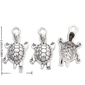 Vintage Style Metal Textured Turtle Charm in 1 Metal Finish