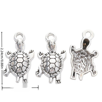 Vintage Style Metal Textured Turtle Charm in 1 Metal Finish