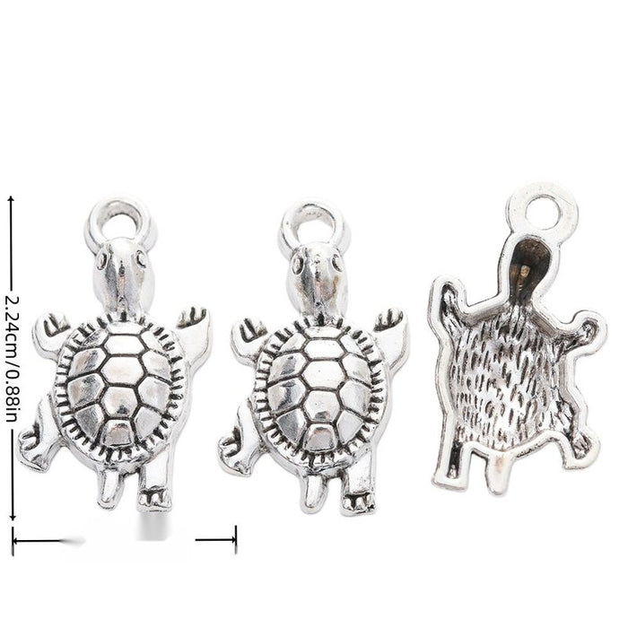 Vintage Style Metal Textured Turtle Charm in 1 Metal Finish