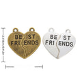 Best Friends Split Heart Block Letter Metal Charm in 2 Finishes view 1