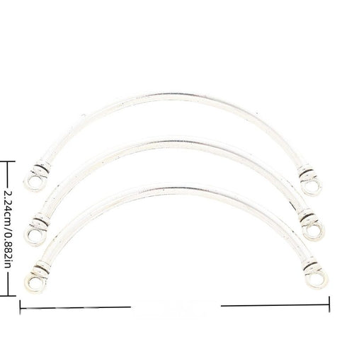 Curved Tube Connector metal charm displaying front and reverse sides