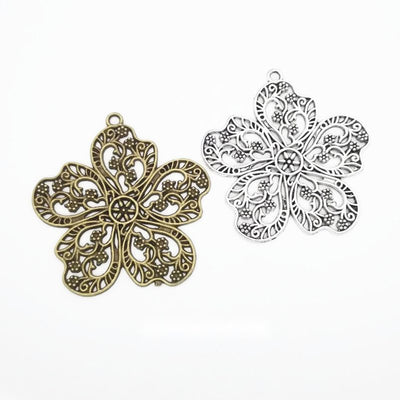 Ornate Five Petal Flower Pendant front product view