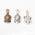 Patterned Turtle Metal Charm Pendant in Three Finishes view 1
