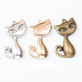 Sitting Cat Metal Charms in 3 Pictured Finishes for Jewelry Making view 1
