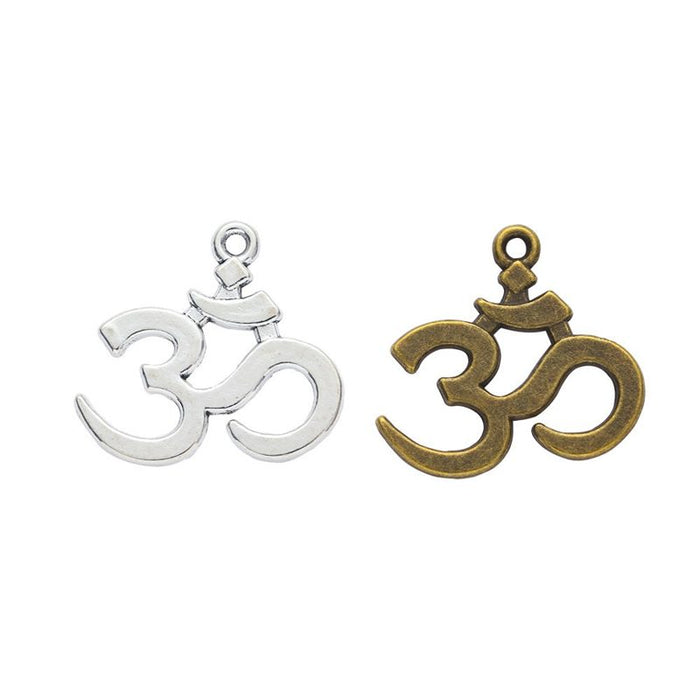 Om Symbol Metal Charms in Antique Gold and Silver for Jewelry Making