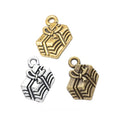 Striped Gift Box Charms in Antique Bronze Gold and Silver view 1