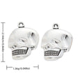 Grinning Skull Head Metal Charm in Textured Metal for Jewelry Making view 1