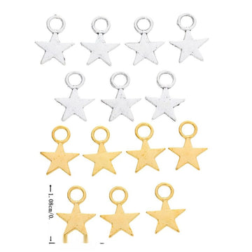 Five Point Star Charm in Gold and Antique Silver for Jewelry