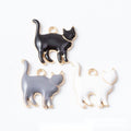 Enamel Cat Metal Charm 3 Finish Options Craft Supply view 1