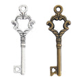 Crown Bow Skeleton Key Metal Charm for Jewelry Making in Antique Bronze and Antique Silver view 1