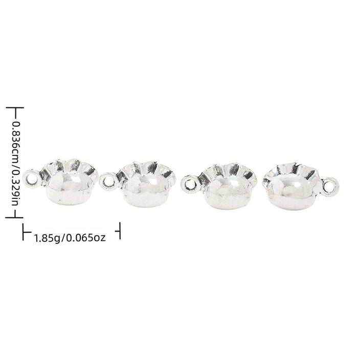 Dumpling Charm with a pleated dumpling shape with side loops in Antique Silver