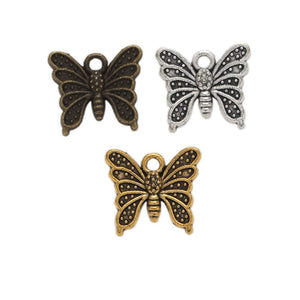 Dotted Wing Butterfly Charm in 3 Metal Finishes for Jewelry Making