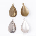 Textured Teardrop Metal Charm In 2 Finish Options for Jewelry Making view 1