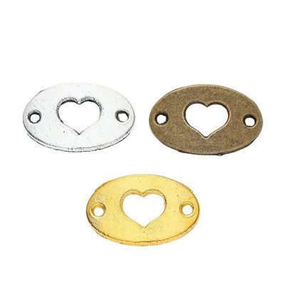 Finish overview of oval heart link metal charm