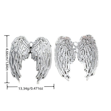Large Angel Wings Alloy Charm in Antique Silver Finish
