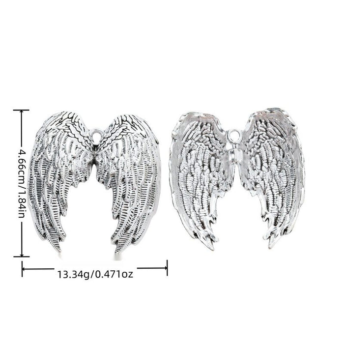 Large Angel Wings Alloy Charm in Antique Silver Finish