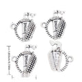 Antique Silver Wine Bottle In Woven Basket Metal Charm view 1