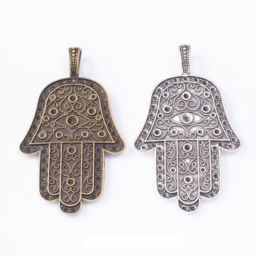 Dotted Hamsa Hand Charm in 2 Finishes for Jewelry Making