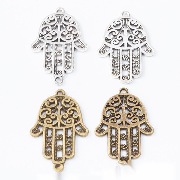 Filigree Hamsa Hand Connectors Metal Jewelry Making Pieces