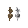 Textured Beet Root Charm in Antique Bronze and Silver Tone view 1