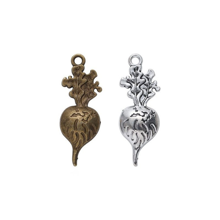 Textured Beet Root Charm in Antique Bronze and Silver Tone