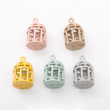 Three Dimensional Birdcage Charms in Five Painted Colors