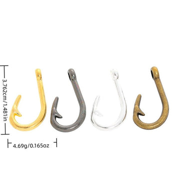 Curved Fish Hook Charm In 4 Metal Finishes For Jewelry Making