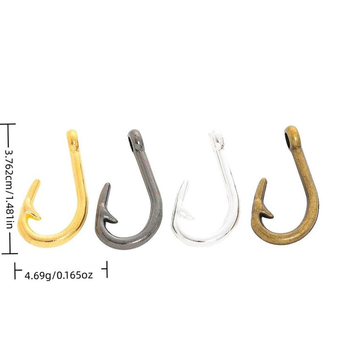 Curved Fish Hook Charm In 4 Metal Finishes For Jewelry Making